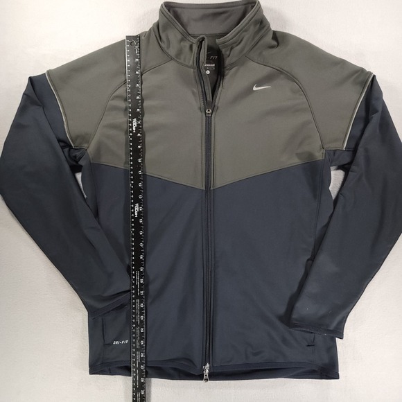 Nike Dri-Fit Full Zip Track Running Jacket Grey/Navy Blue Mens L Athletic Gym - Picture 3 of 13
